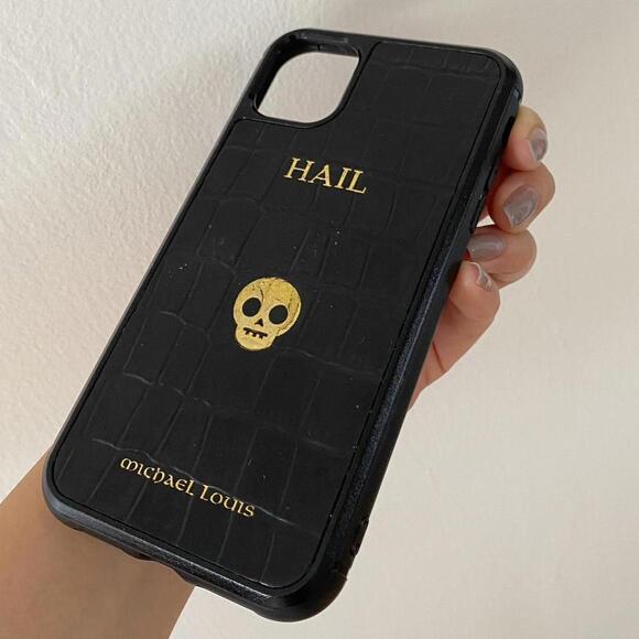 Luxury skull leather black designer iPhone 11 case smartphone cases goth gothic - Picture 3 of 7